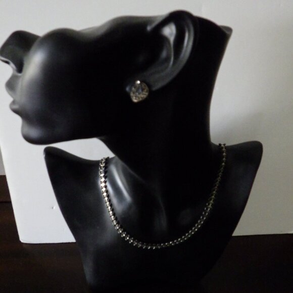 Necklace & Earing Sets Black & Silver Combination Formal Casual Business - Picture 3 of 7